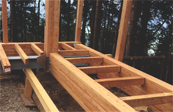Detail Baustelle Kulmspitze Holz Stahl Konstruktion