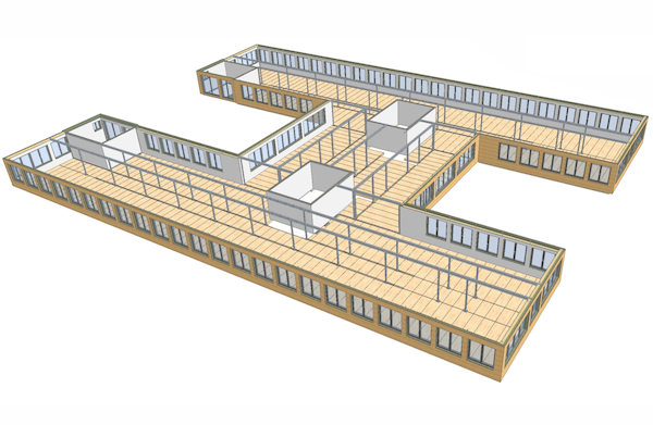Planung Stockwerk Holzbau Stahl Konstruktion