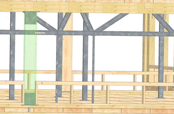 Schnittdarstellung Konstruktion Detail Holz Stahl